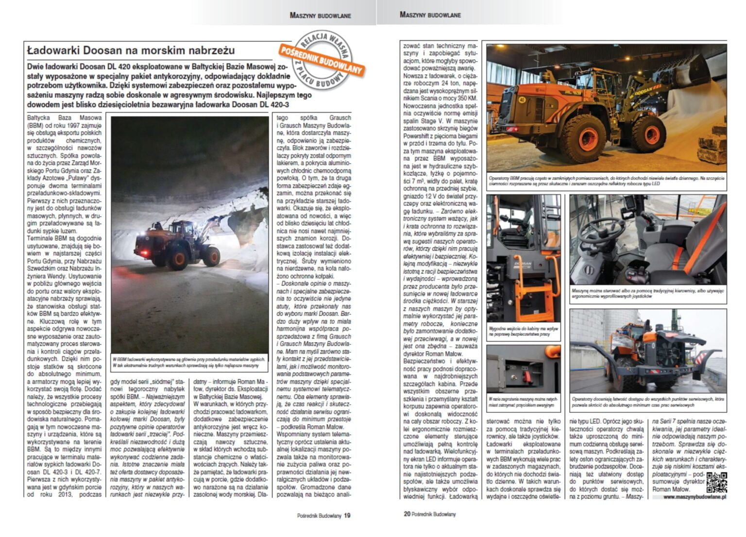 Ładowarki Doosan w pyle i morskiej bryzie