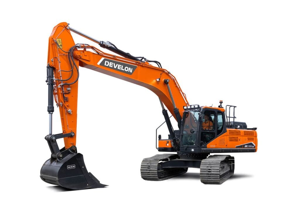 zdjęcie przedstawia Koparkę gąsienicową Develon DX380LC-7K