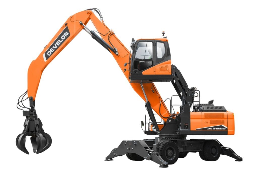 Koparka przeładunkowa,Koparka przeładunkowa Develon,Koparka kołowa Develon DX230WMH-7,Koparka przeładunkowa Develon DX230WMH-7 o masie roboczej 23,DX230WMH