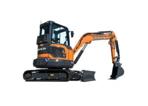 zdjęcie przedstawia Minikoparkę Develon DX35z-7