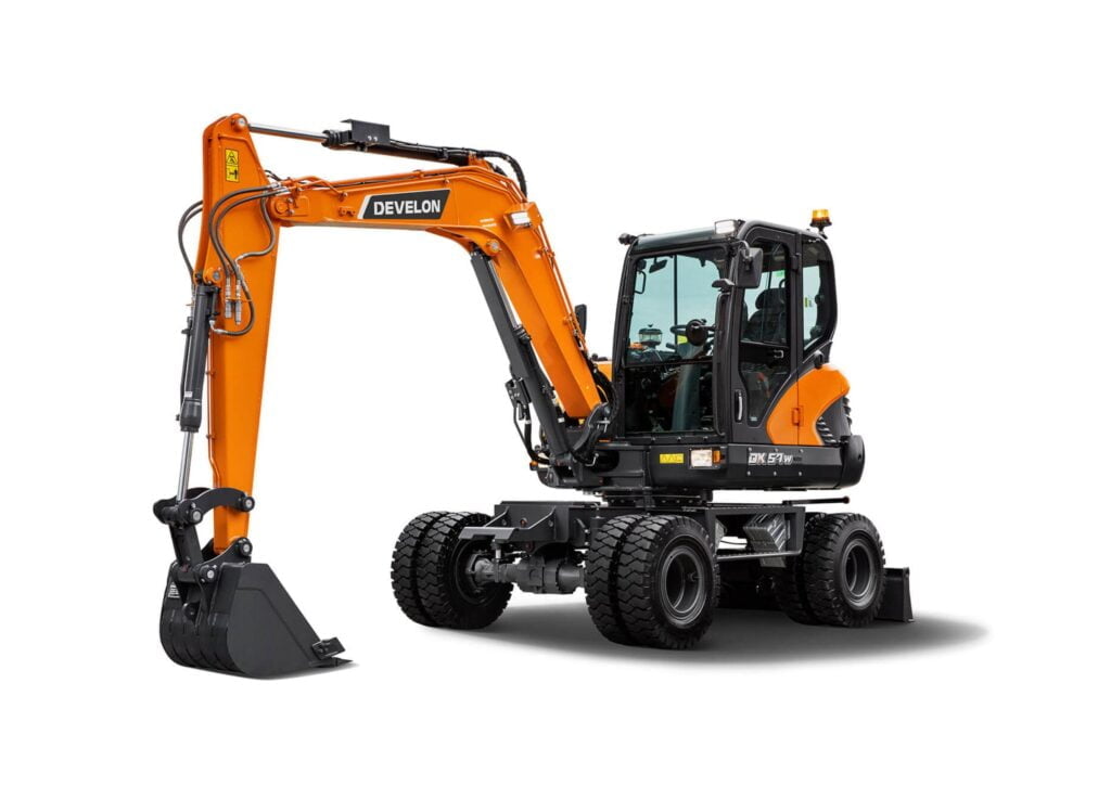 zdjęcie przedstawia Minikoparkę Develon DX57W-7