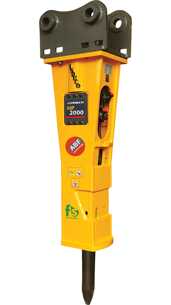 Młot wyburzeniowy HP100 FS,Młoty hydrauliczne INDECO,Młoty kompatybilne z koparkami kołowymi i gąsienicowymi