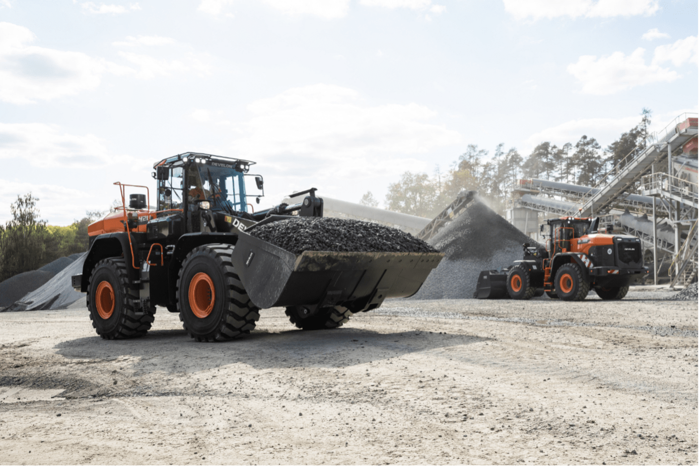 zdjecie przedstawia koparkę kołową od firmy Develon